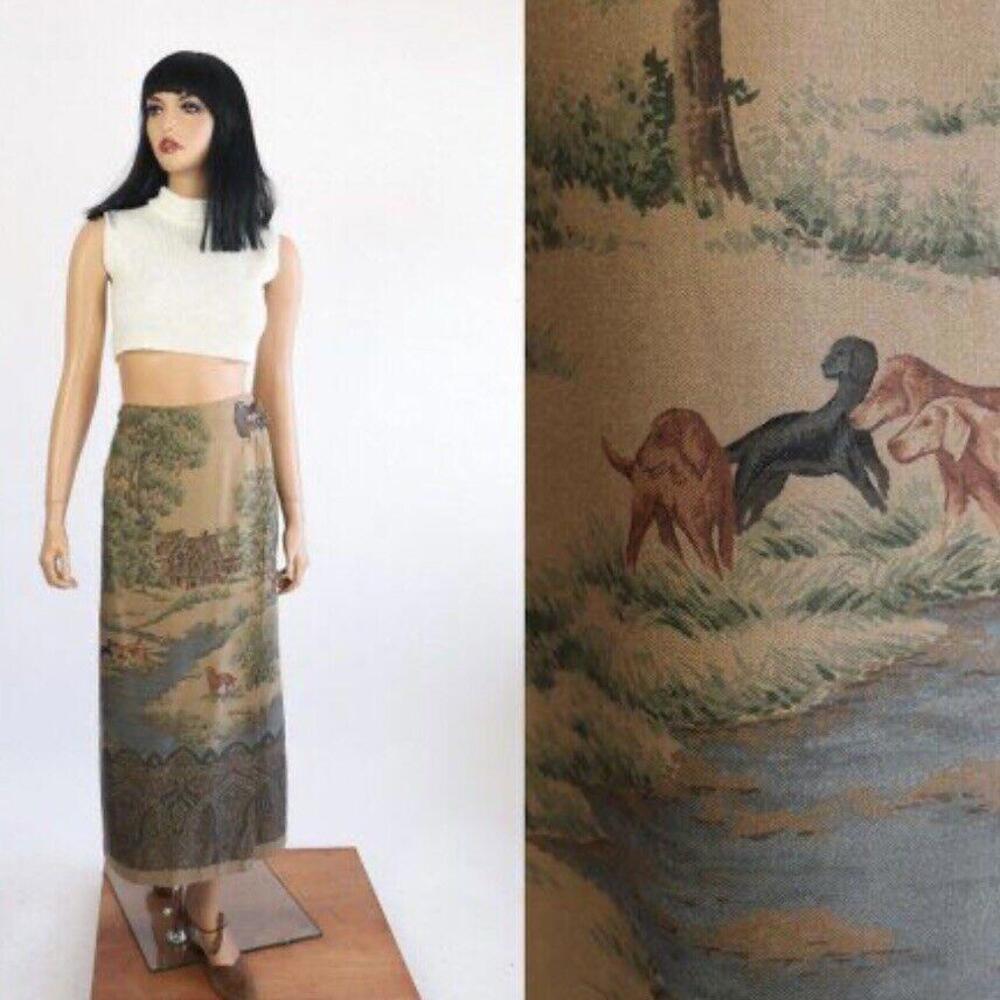 Vintage Womens Polo Ralph Lauren Skirt Western Dog Country Style - Size 12 - Picture 14 of 16